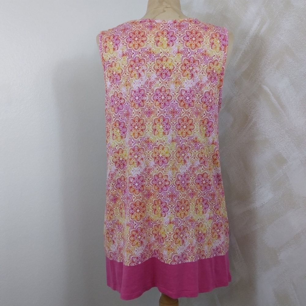 XL Floral Medallion Tank Top Tunic Stretch Print Bright Kim Rogers - Picture 5 of 9
